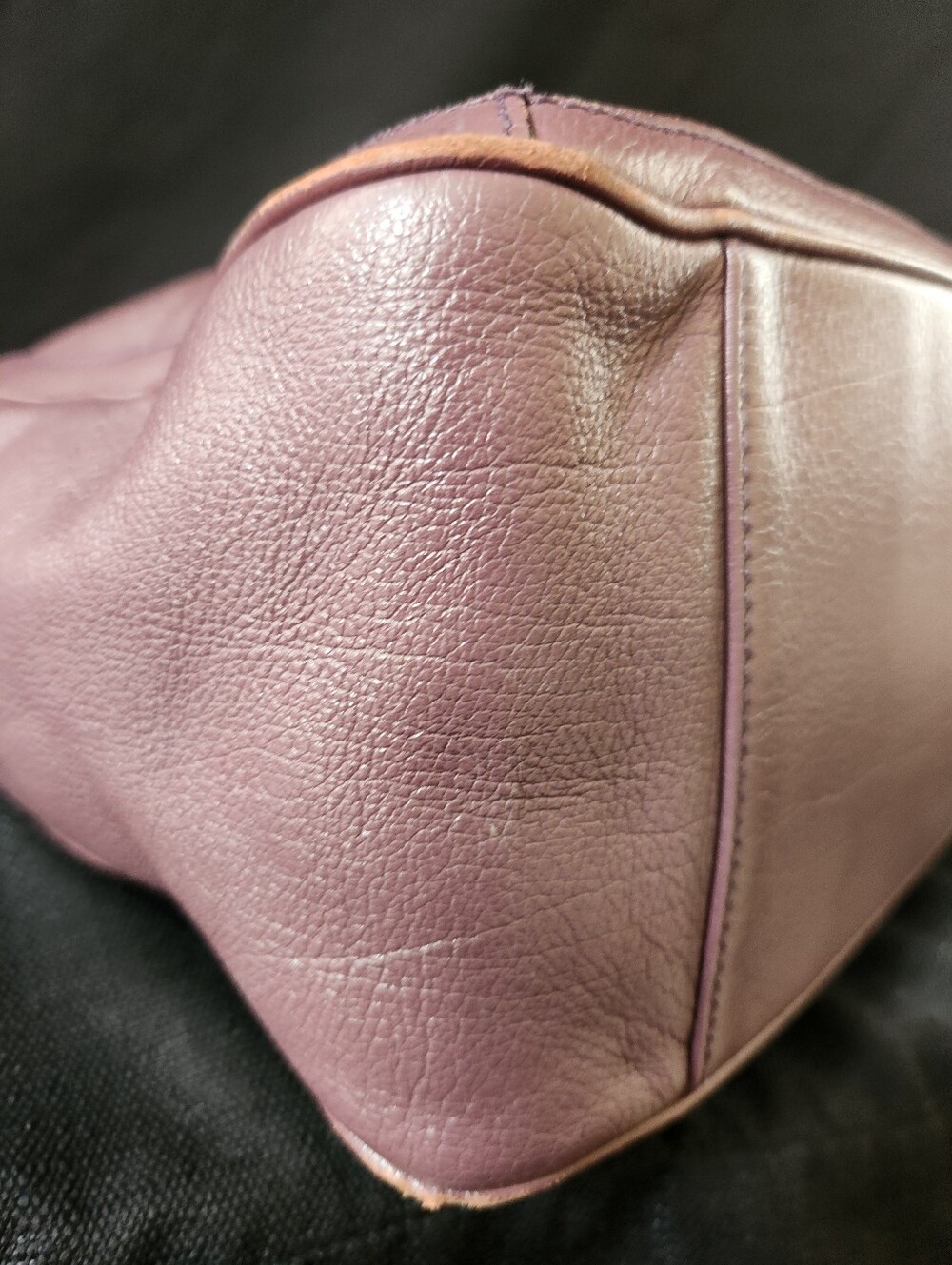 Salvatore Ferragamo Purple Leather Gancini Chain Shoulder Bag Tote Made In Italy - Picture 7 of 16